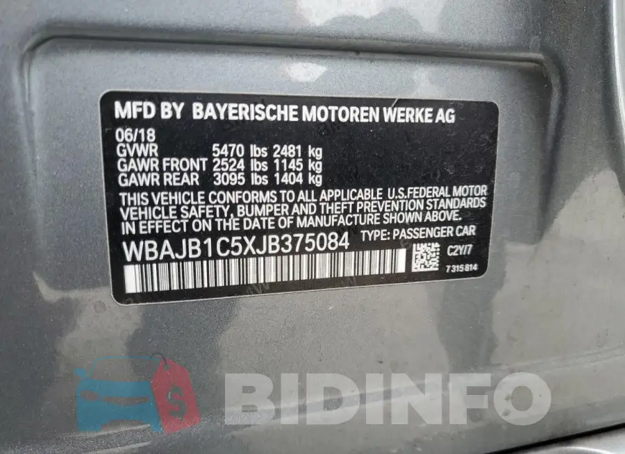 WBAJB1C5XJB375084 Photo# 12