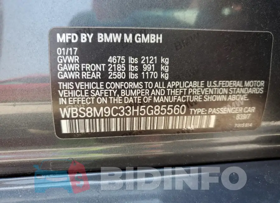 WBS8M9C33H5G85560 Photo# 12