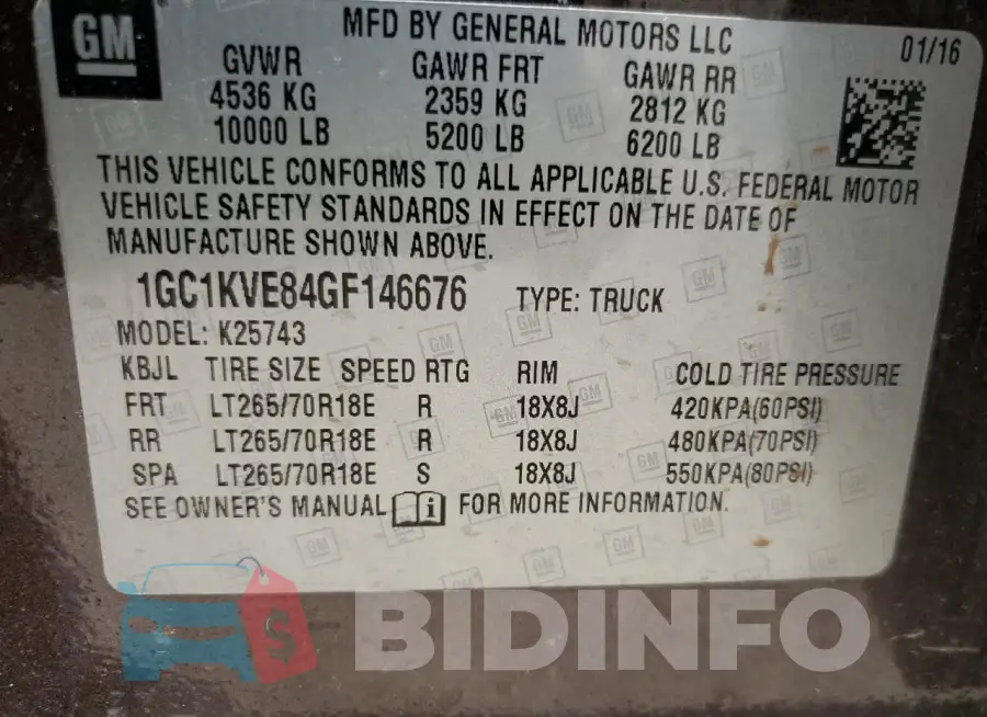 1GC1KVE84GF146676 Photo# 12