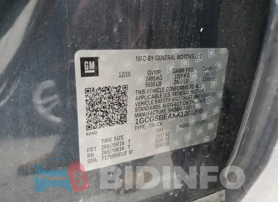 1GCGSBEAXK1201200 Photo# 12