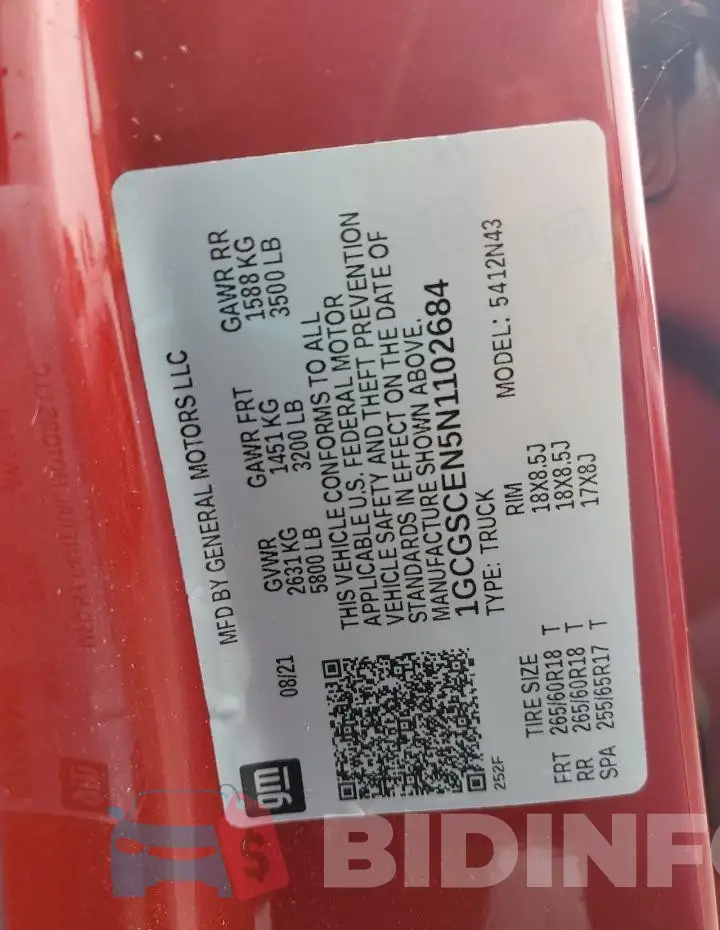 1GCGSCEN5N1102684 Photo# 13