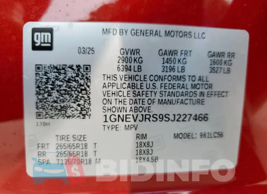 1GNEVJRS9SJ227466 Photo# 13
