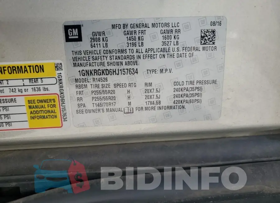 1GNKRGKD6HJ157634 Photo# 13