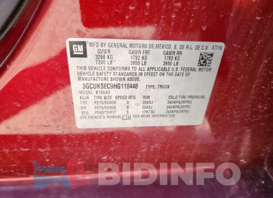 3GCUKSEC9HG110448 Photo# 12