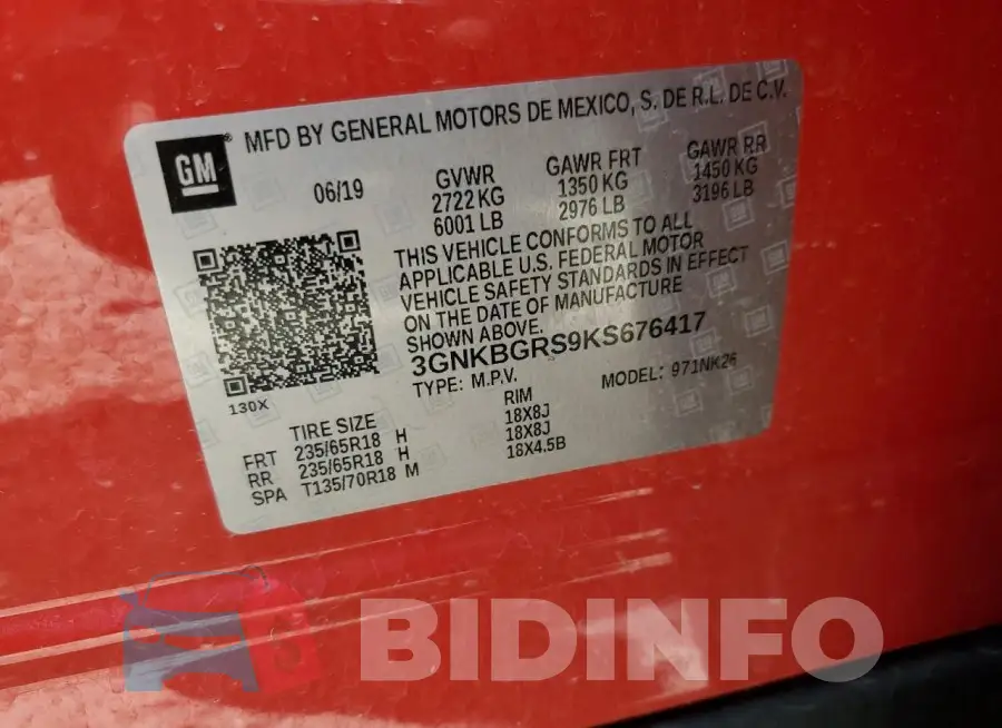 3GNKBGRS9KS676417 Photo# 13