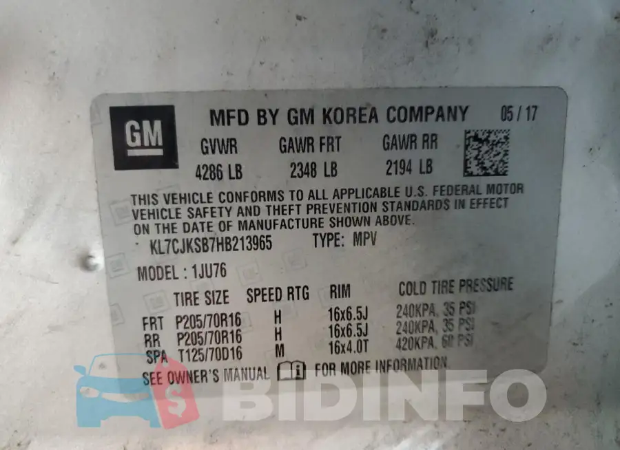 KL7CJKSB7HB213965 Photo# 12