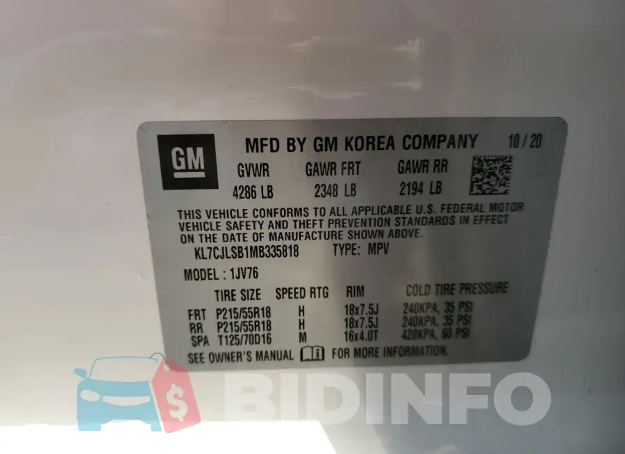 KL7CJLSB1MB335818 Photo# 13