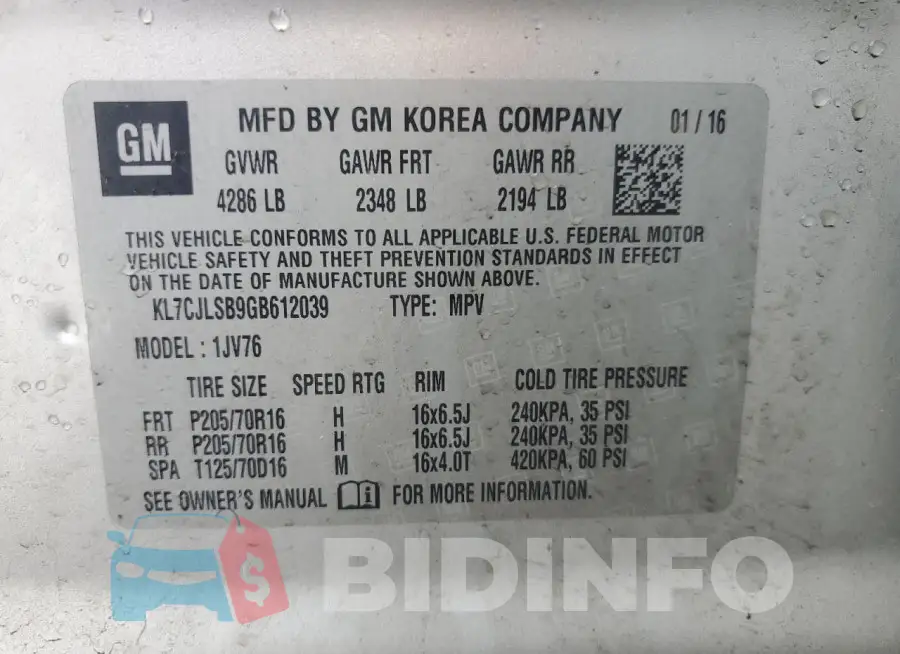 KL7CJLSB9GB612039 Photo# 14