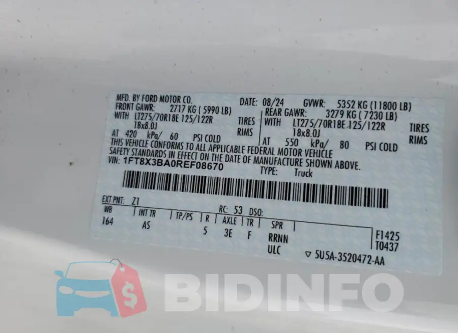 1FT8X3BA0REF08670 Photo# 12