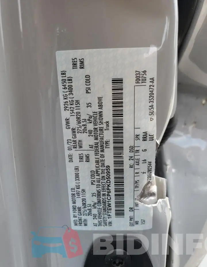 1FTEW1CP6PKD50959 Photo# 12