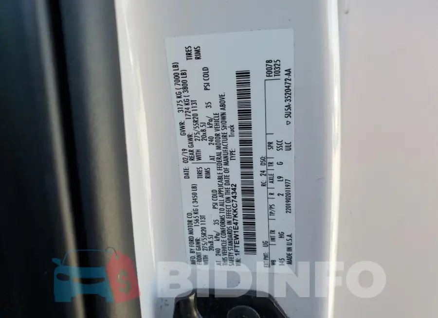 1FTEW1E47KKC74342 Photo# 12