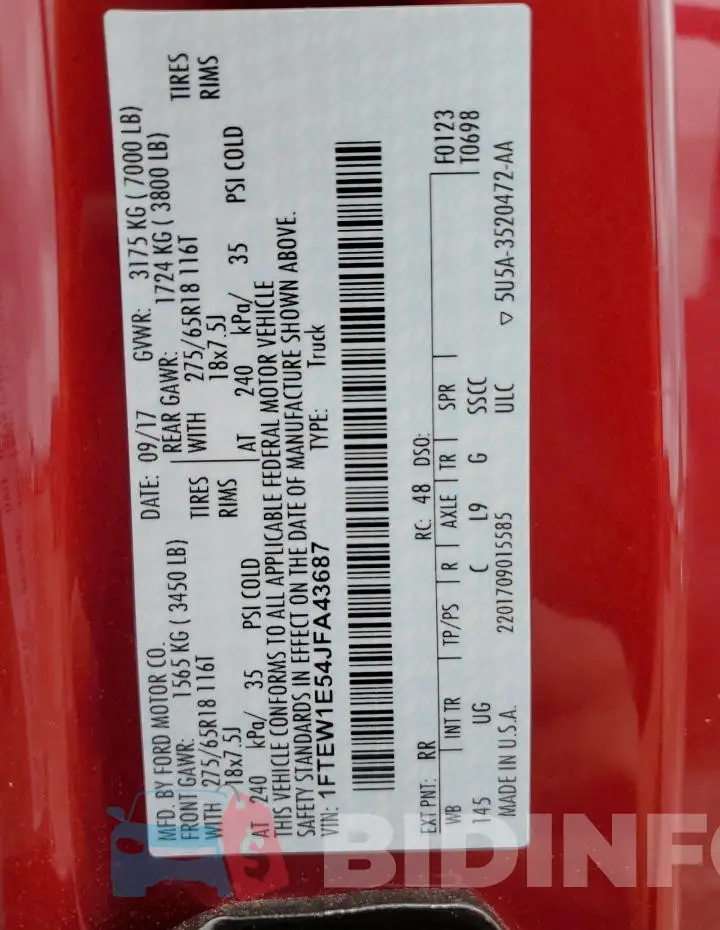 1FTEW1E54JFA43687 Photo# 13