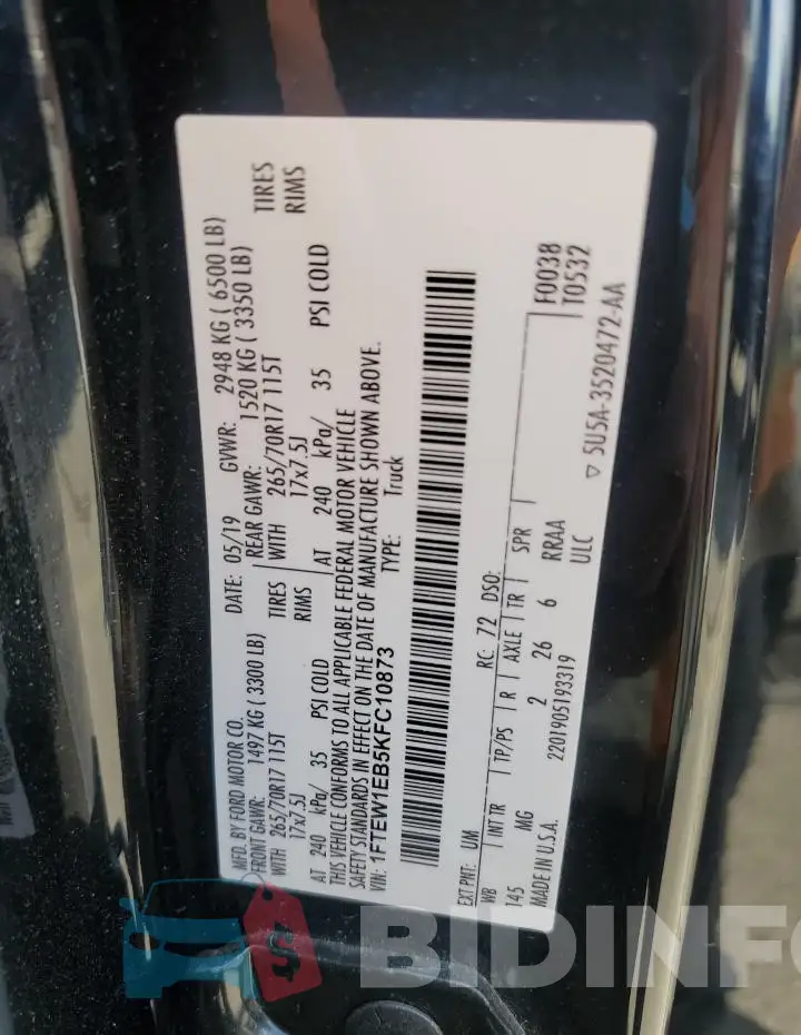 1FTEW1EB5KFC10873 Photo# 12