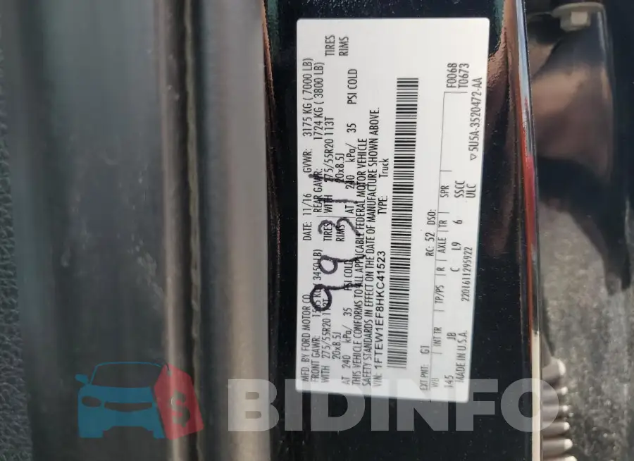 1FTEW1EF8HKC41523 Photo# 12