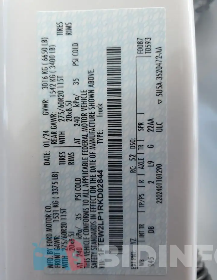 1FTEW2LP1RKD02844 Photo# 13