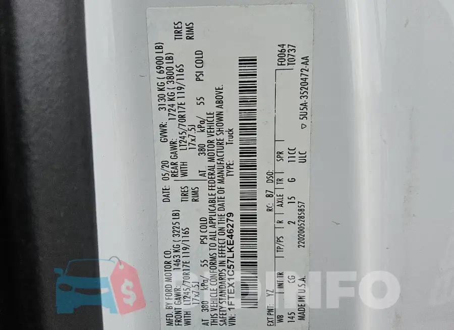1FTEX1C57LKE46279 Photo# 12