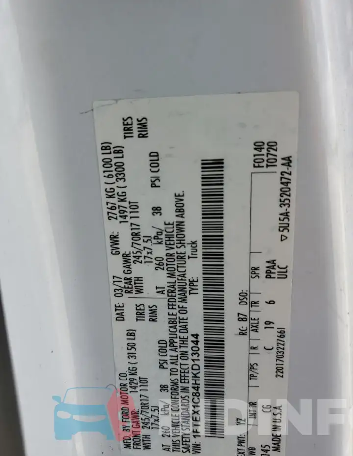 1FTEX1C84HKD13044 Photo# 12