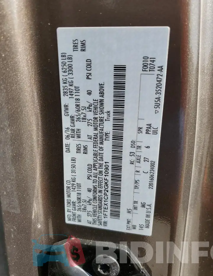 1FTEX1CP2GKF10901 Photo# 12
