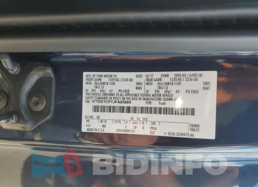 1FTEX1CP7JFA85885 Photo# 12