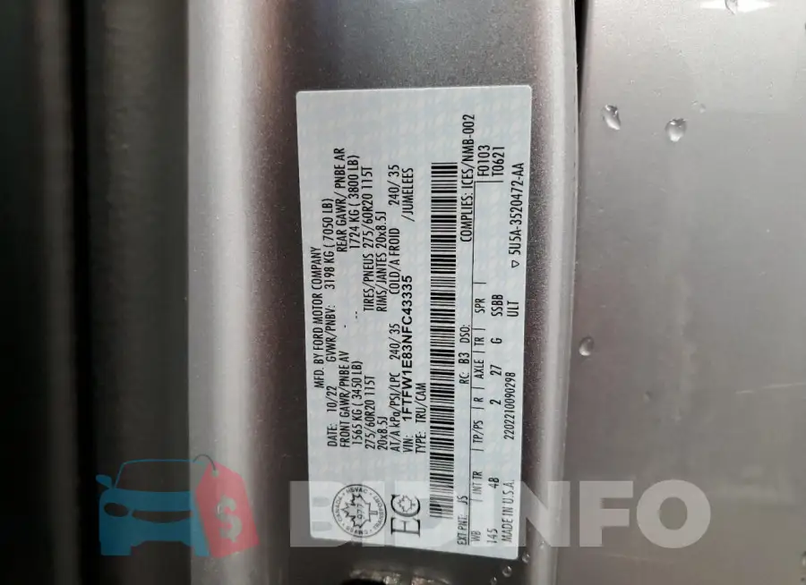 1FTFW1E83NFC43335 Photo# 12
