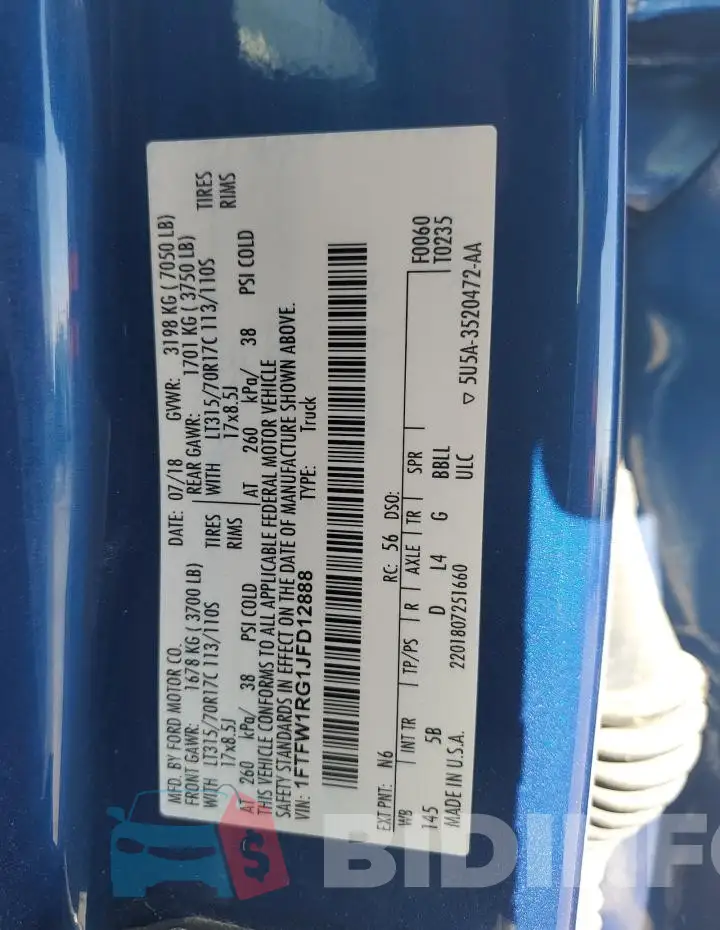 1FTFW1RG1JFD12888 Photo# 12