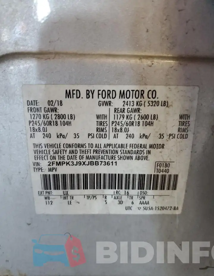 2FMPK3J9XJBB73611 Photo# 13