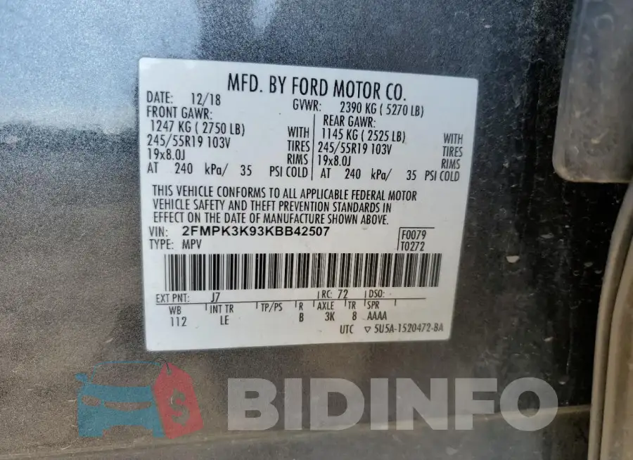 2FMPK3K93KBB42507 Photo# 13