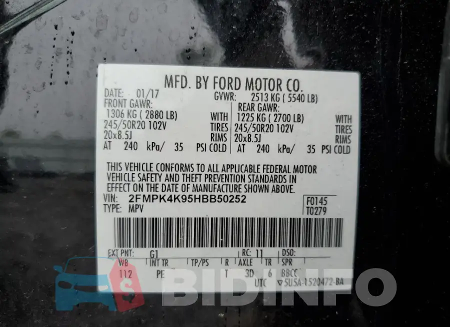2FMPK4K95HBB50252 Photo# 14