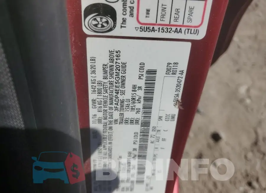 3FADP4EE5GM207165 Photo# 12
