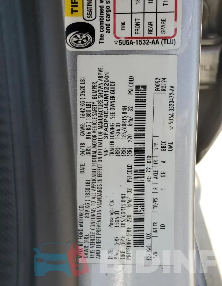 3FADP4EJ4JM122001 Photo# 13