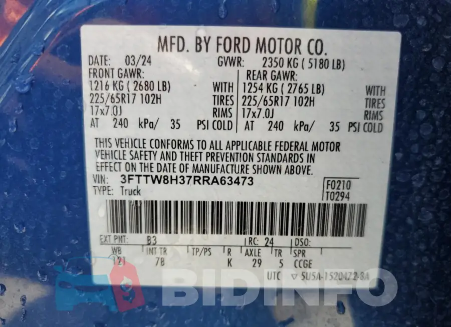 3FTTW8H37RRA63473 Photo# 12