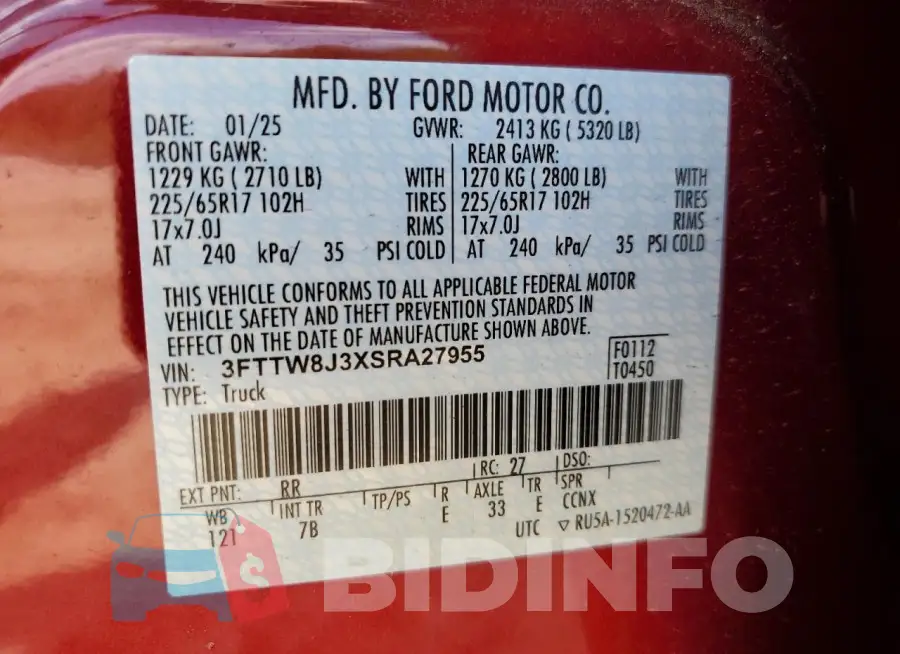 3FTTW8J3XSRA27955 Photo# 12