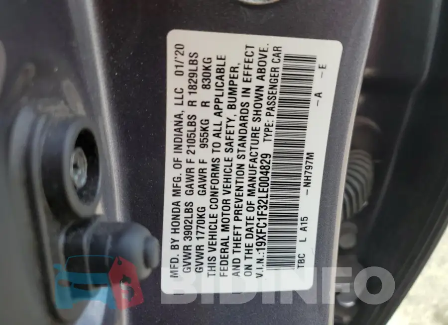 19XFC1F32LE004829 Photo# 12