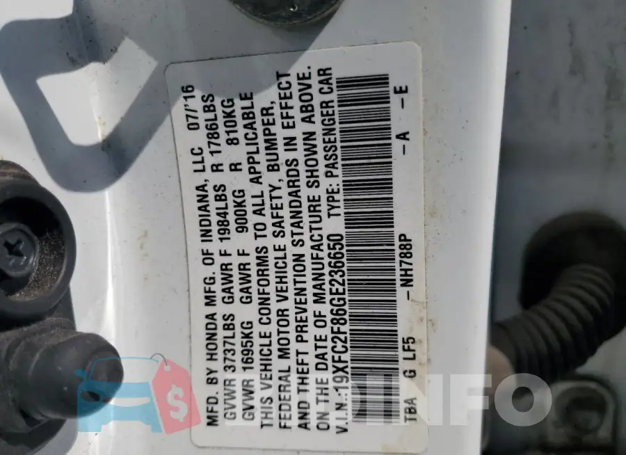 19XFC2F86GE236650 Photo# 13