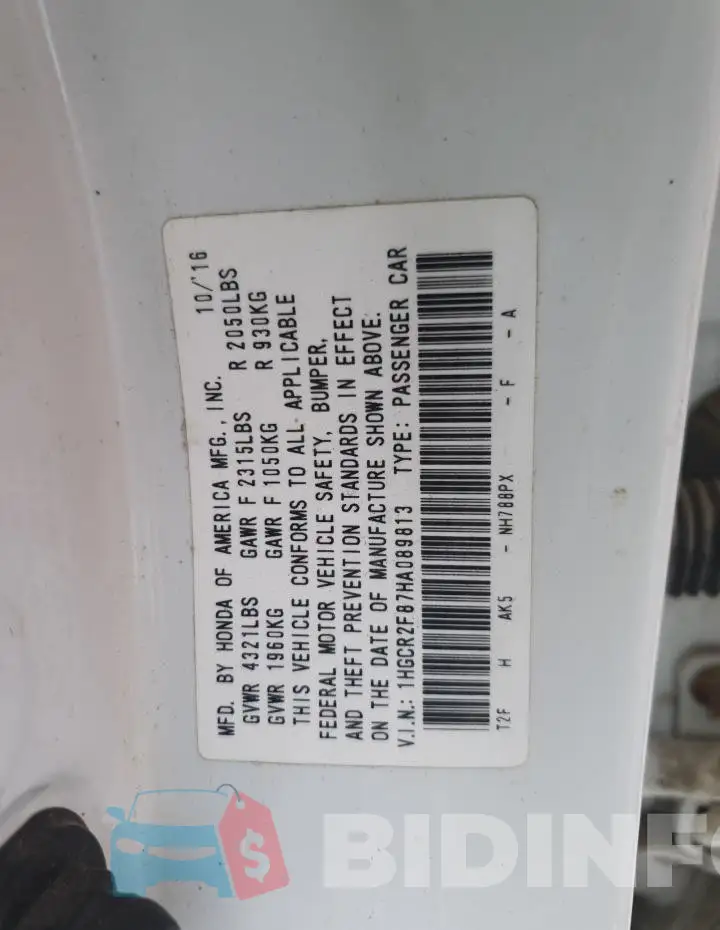 1HGCR2F87HA089813 Photo# 12