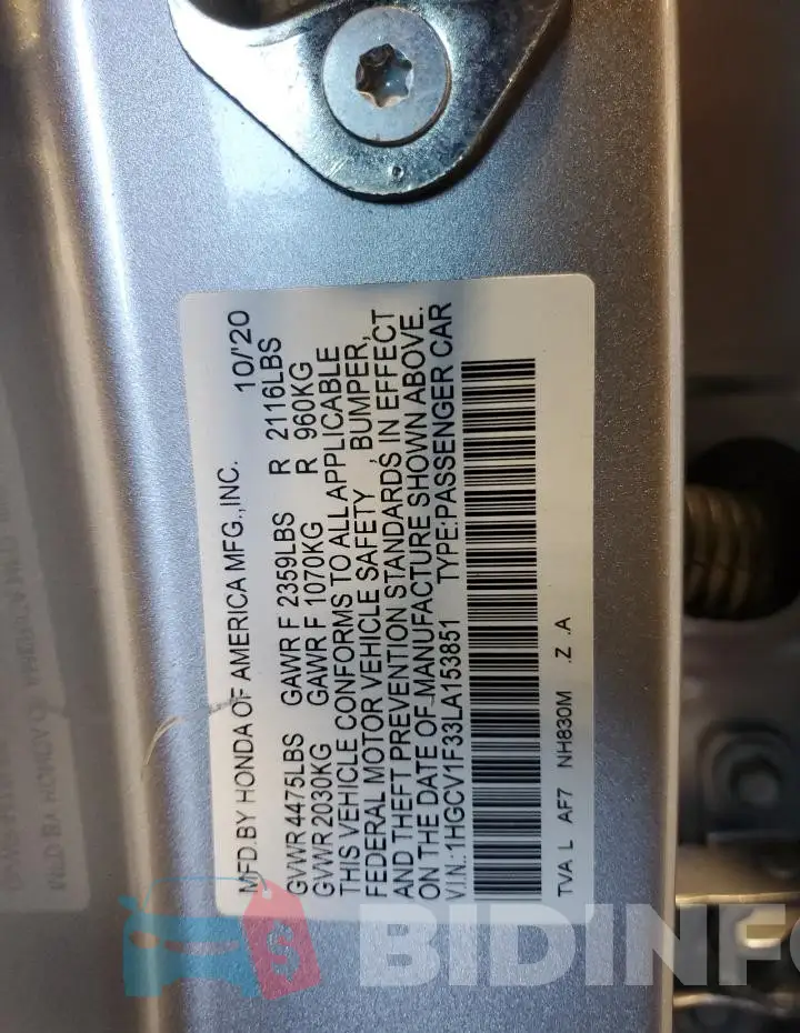 1HGCV1F33LA153851 Photo# 13