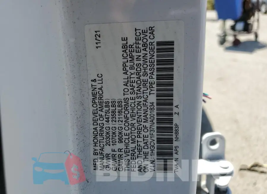 1HGCV1F37NA001834 Photo# 13