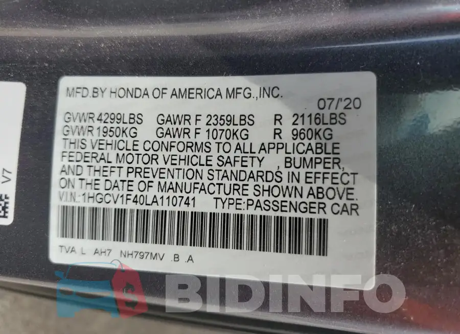 1HGCV1F40LA110741 Photo# 12