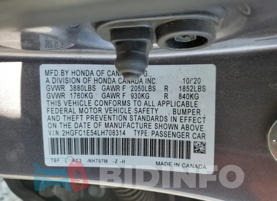 2HGFC1E54LH708314 Photo# 13