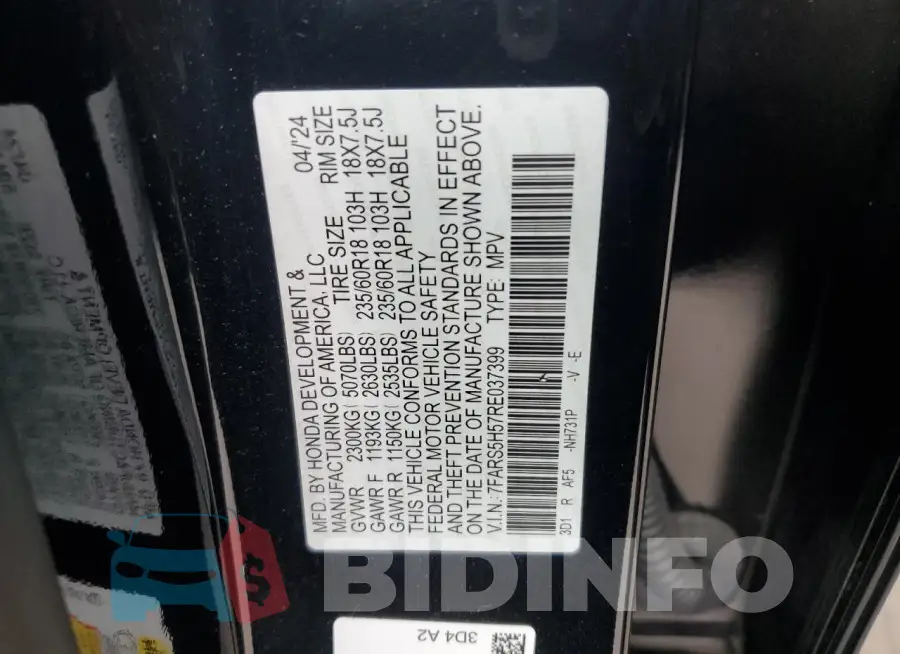 7FARS5H57RE037399 Photo# 13
