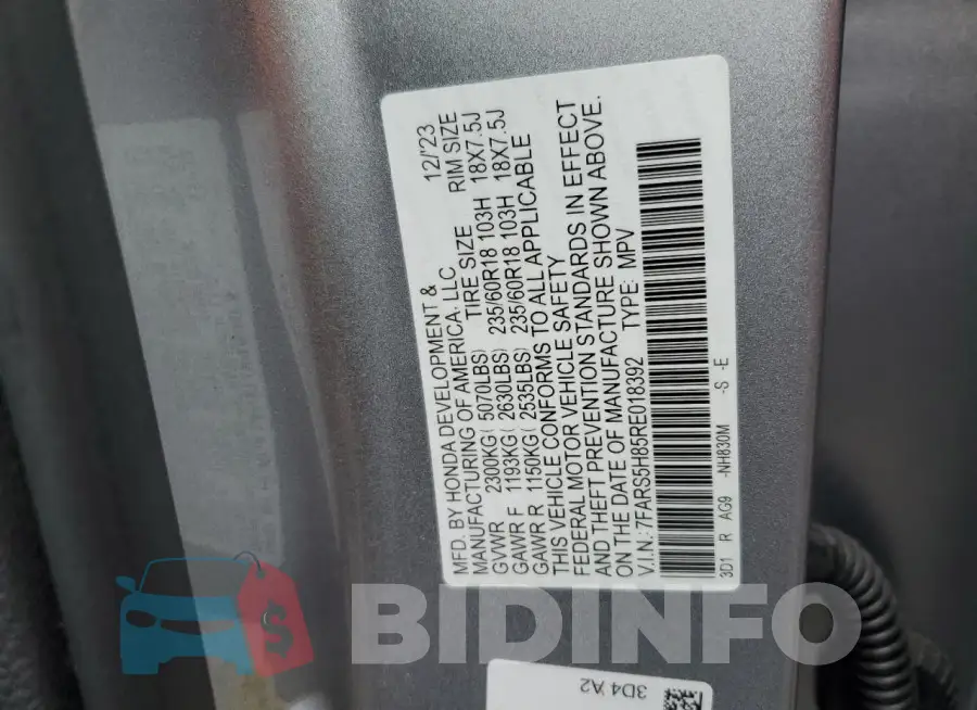 7FARS5H85RE018392 Photo# 13