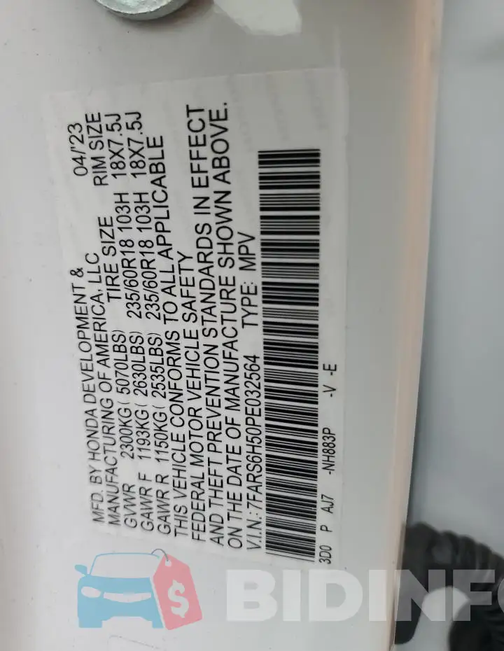 7FARS6H50PE032564 Photo# 12
