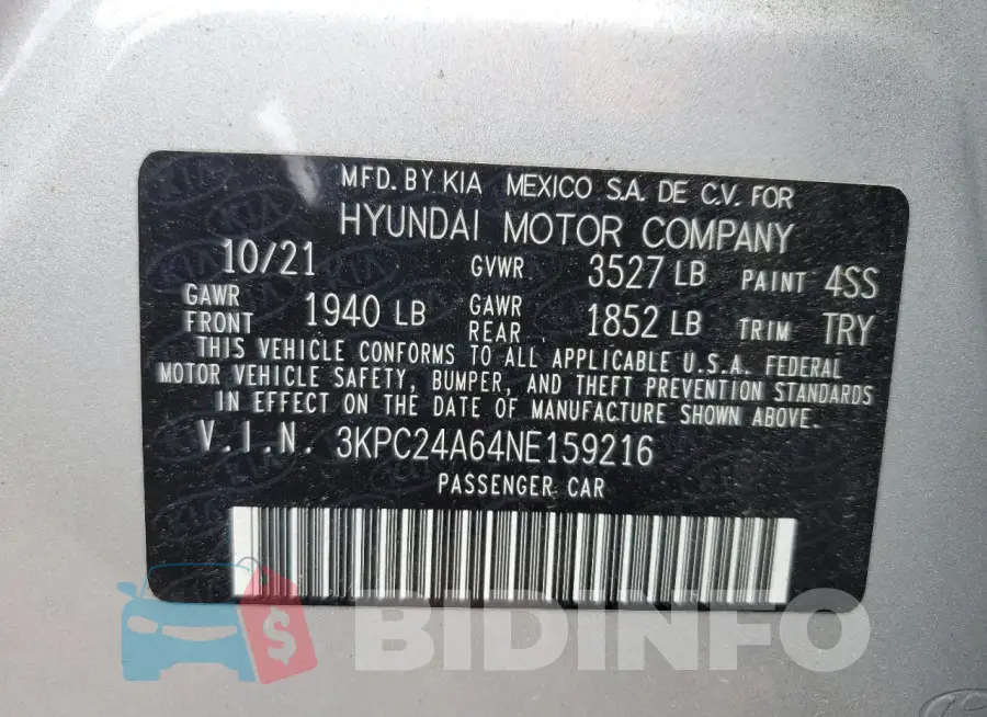 3KPC24A64NE159216 Photo# 12