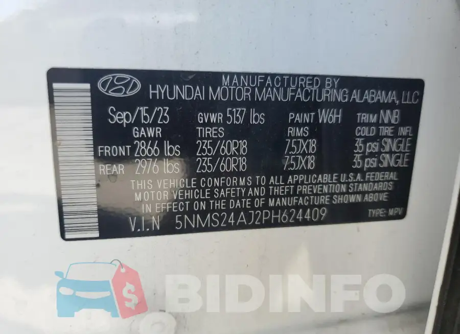 5NMS24AJ2PH624409 Photo# 13