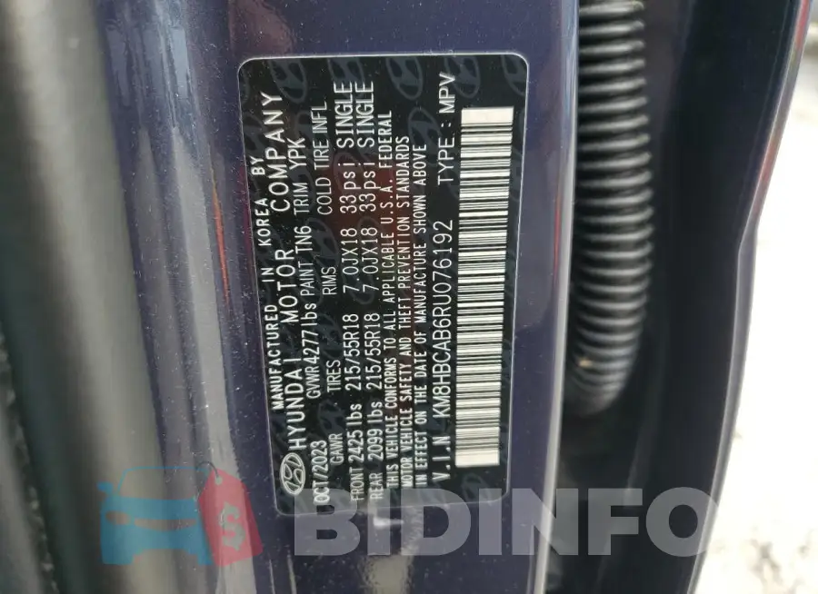 KM8HBCAB6RU076192 Photo# 14