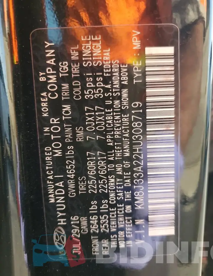 KM8J33A22HU308719 Photo# 12