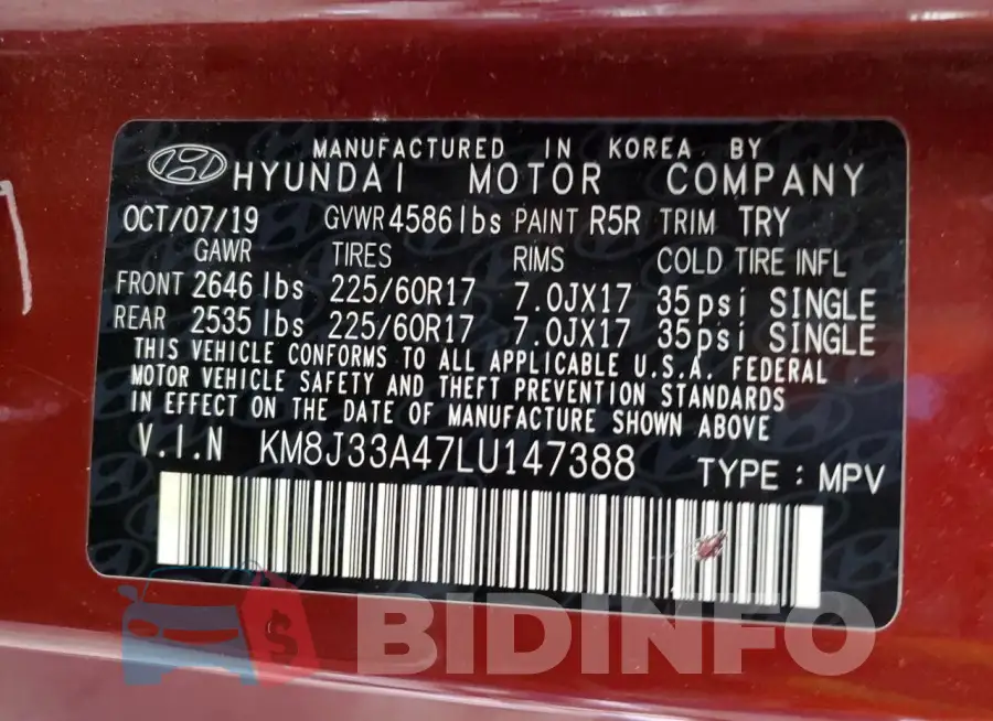 KM8J33A47LU147388 Photo# 13