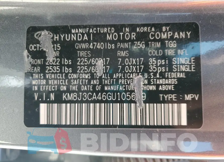 KM8J3CA46GU105669 Photo# 12