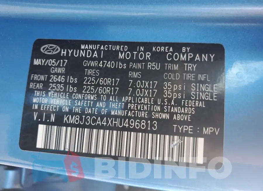 KM8J3CA4XHU496813 Photo# 12