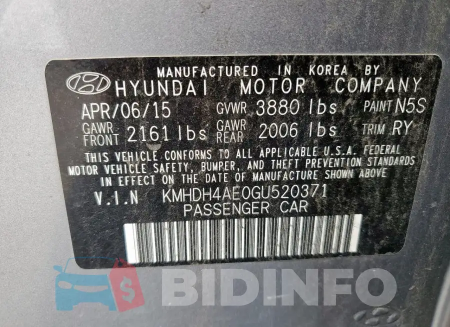 KMHDH4AE0GU520371 Photo# 13